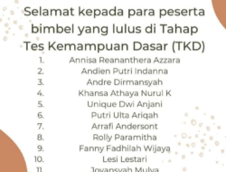 Selamat Kepada Para Peserta Bimbel Yang Lulus Tahap Tes Kemampuan Dasar Di Corien Center