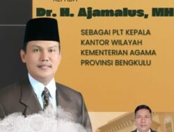 Dr. H. Intihan, S.Ag. MH Kabid Penyelenggaraan Haji dan Umrah Mengucapkan Selamat dan Sukses Kepada Dr. H. Ajamalus, MH PLT Kemenag Provinsi Bengkulu.
